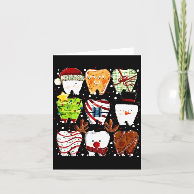 Carte Cute Christmas Teeth Funny Christmas Dentist Denta (Devant)