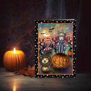 Carte Cute Clown et Lion Halloween Art