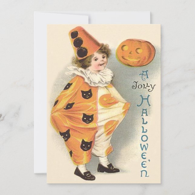 Carte Cute Clown Jack-o'-lantern Citrouille (Devant)