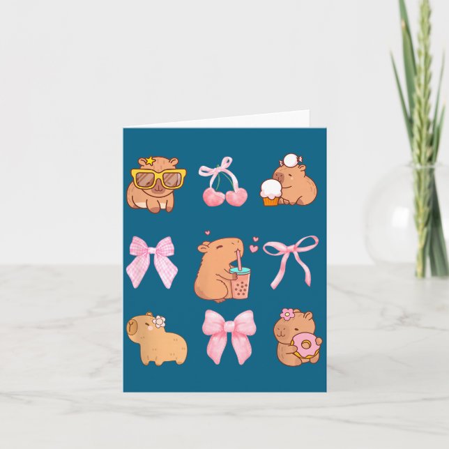 Carte Cute Coquette Bow Capybara Pajamas Pjs Clothes Gir (Devant)