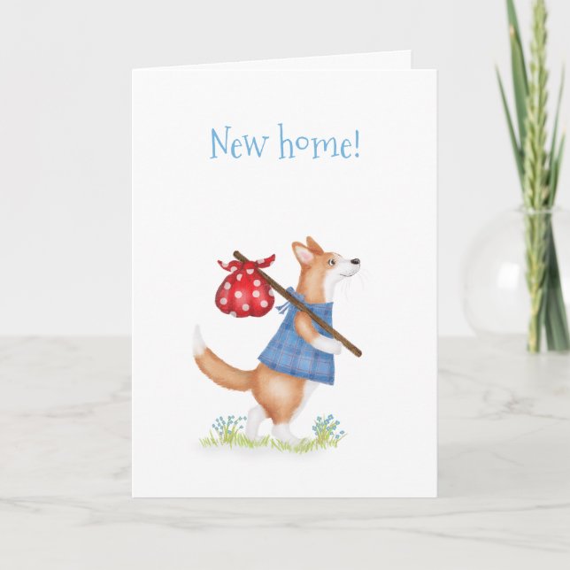 Carte Cute corgi corgi moving home card (Devant)