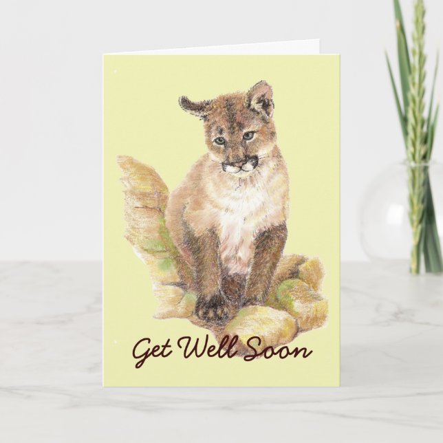 Carte Cute Cougar Cub Se bien Bientôt pour Customiser (Devant)