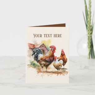 Carte Cute Country ferme poulets ajouter le nom