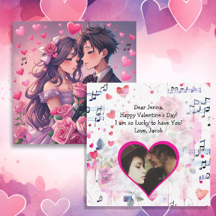 Carte Cute Couple Anime Personnalisé Saint Valentin