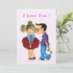 Carte Cute Couple Valentine's Day Card Texte - I Love Yo