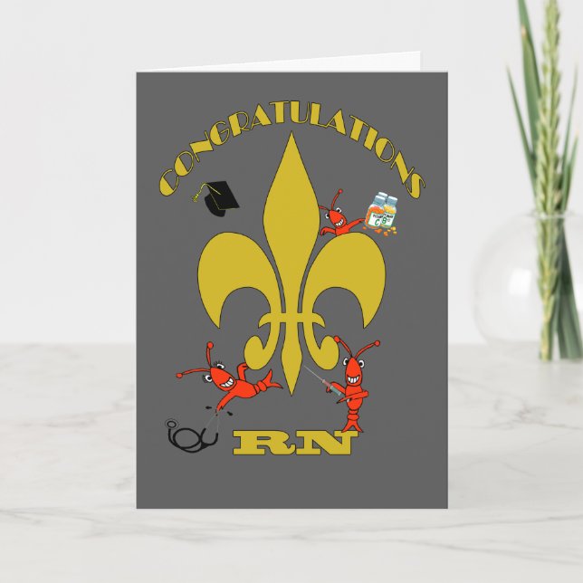 Carte Cute Crawfish Fleur de Lis Félicitations RN (Devant)