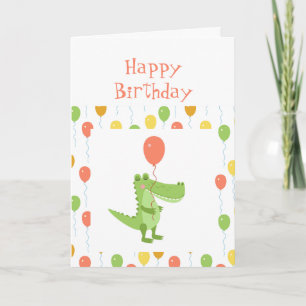 Carte Cute Crocodile Fun Animal Enfants Anniversaire de