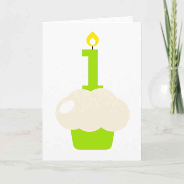 Carte Cute Cupcake avec bougie d'anniversaire (Devant)