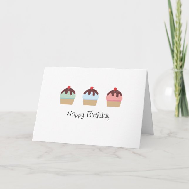 Carte Cute Cupcakes D'Anniversaire Avec Frosting Coloré (Devant)