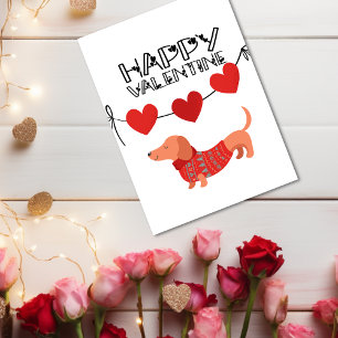 Carte Cute Dachshund avec bannière cardiaque Bonne Saint