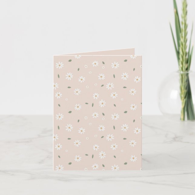 Carte Cute Daisy Floral Blossoms & Greenery Girl Nursery (Devant)