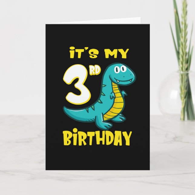 Carte Cute Dinosaur 3e anniversaire Chemises Garçons (Devant)