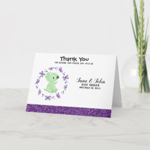Carte *~* Cute Dinosuar Baby shower papillon Merci