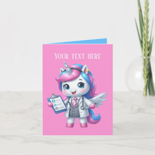 Carte Cute Doctor unicorn ajouter un message