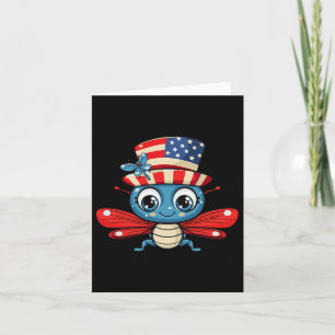 Carte Cute Dragonfly Drapeau Usa 4 Juillet