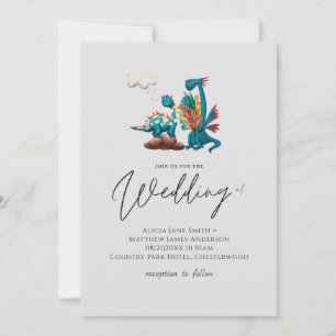 Carte Cute Dragons En Amour Turquoise Grey Mariage