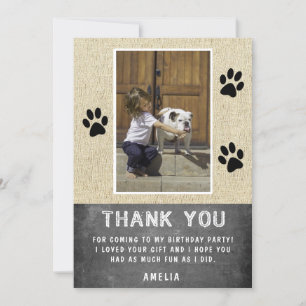 Carte Cute Empreinte de patte Chalkboard Birthday Photo 