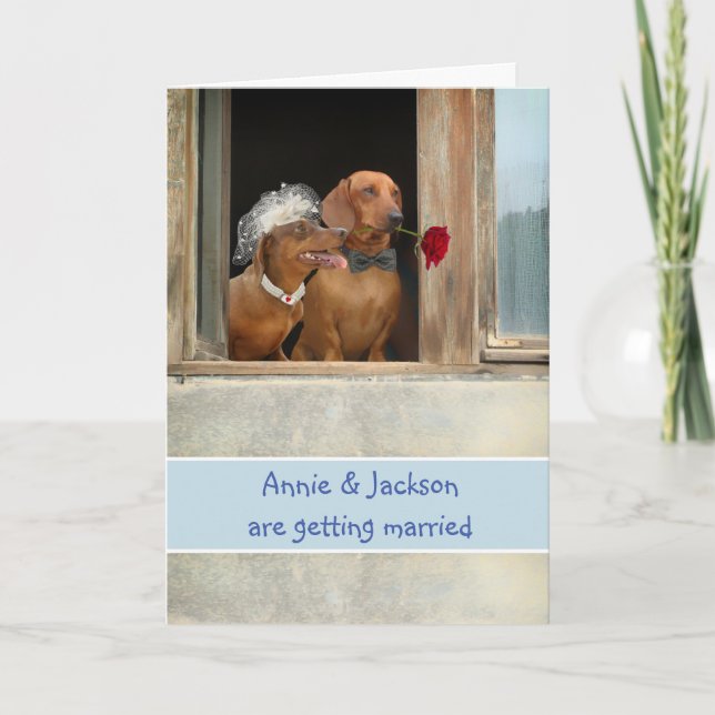 Carte Cute Enregistrer la date avec Dachshund Couple dan (Devant)