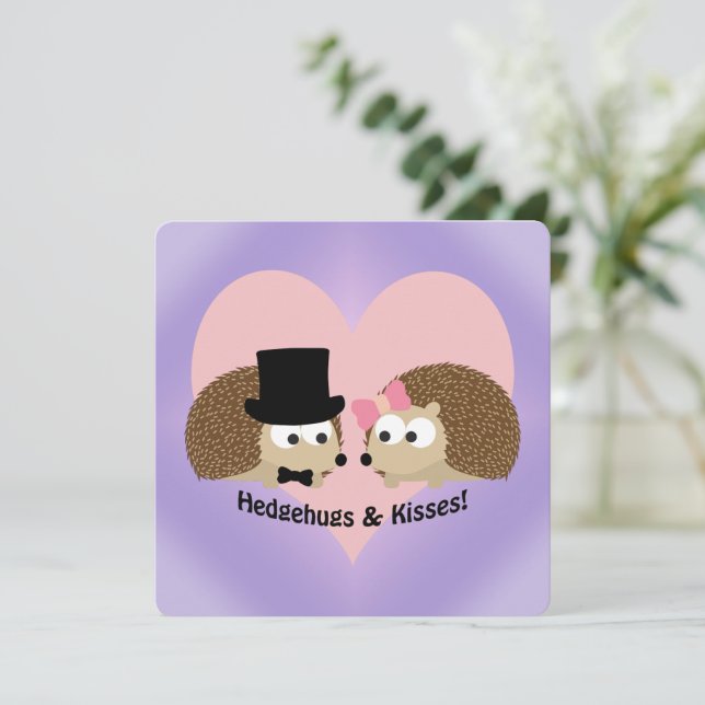 Carte Cute et drôle Hedgehugs et Baisers (Debout devant)