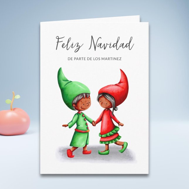 Carte Cute Feliz Navidad Black Elves Noël (Créateur téléchargé)