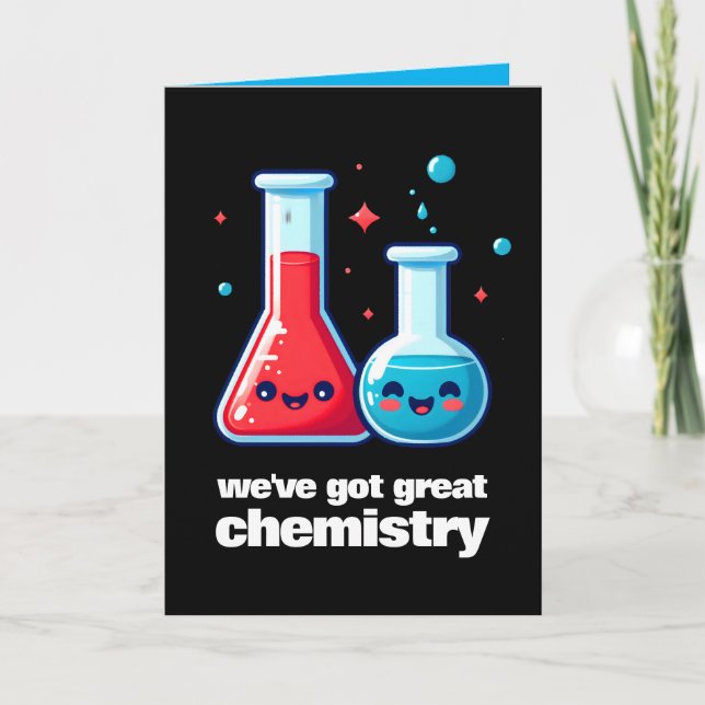 Carte Cute Flask & Tube Nous avons une grande chimie (Devant)