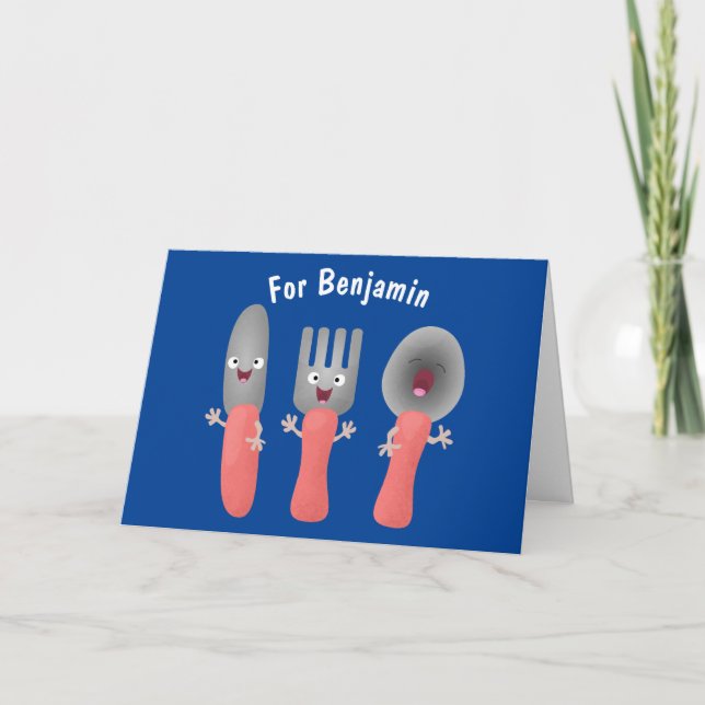 Carte Cute fourche couteau et cuillère dessin de couvert (Devant)
