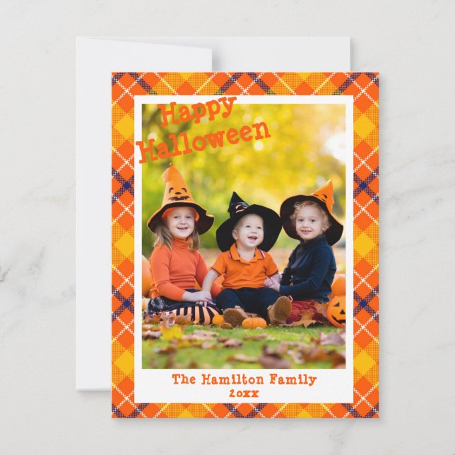 Carte Cute Fun Orange Motif personnalisé Photo Halloween (Devant)