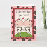 Cute Funny Awkward Je T'Aime Cartoon Bovins