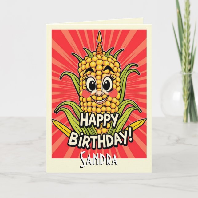 Carte Cute Funny Maize Joyeux anniversaire (Devant)