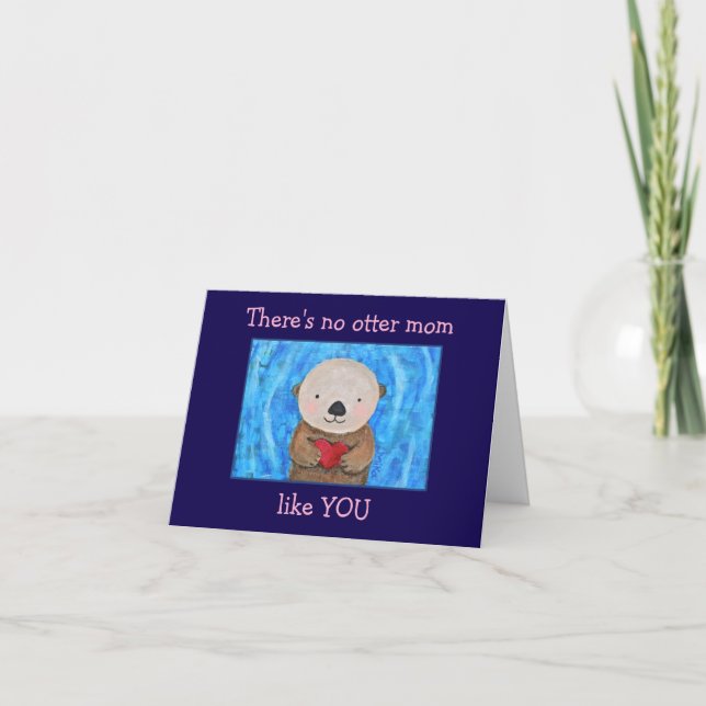Carte Cute Funny Otter Easy Custom Message Mother's day (Devant)