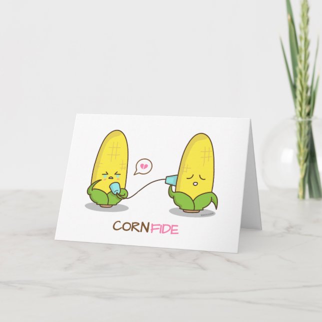 Carte Cute Funny Punny Corn Confide Best Friend (Devant)