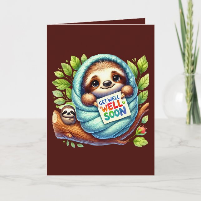 Carte Cute get well soon sloth  (Devant)