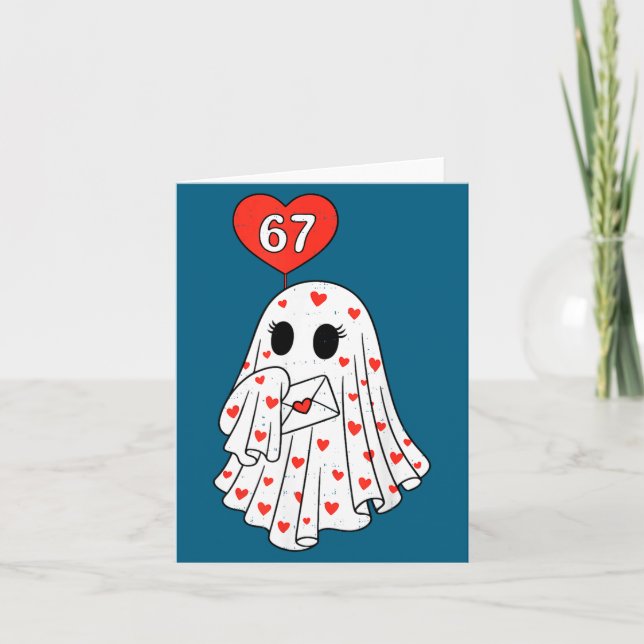 Carte Cute Ghost 6 7 Six Seven Meme Valentines Day Men W (Devant)
