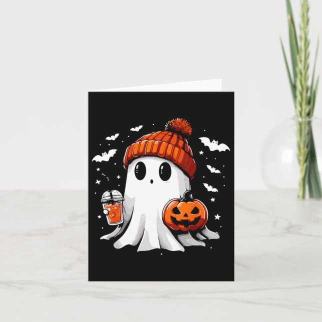 Carte Cute Ghost Boire Café Halloween Ghost Café (Devant)