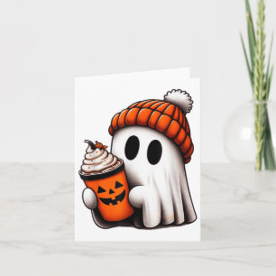 Carte Cute Ghost Boire Café Halloween Ghost Ice Cof