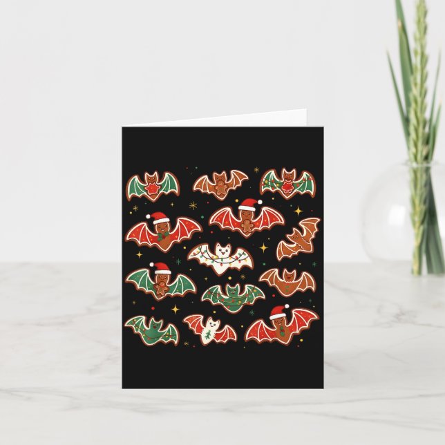 Carte Cute Gingerbread Bats Soky Christmas Cookie Merry  (Devant)
