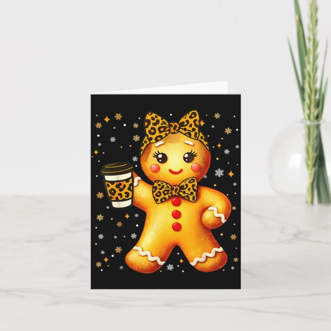 Carte Cute Gingerbread Leopard Coquette Christmas Xmas G (Devant)