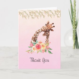Carte Cute Giraffe Aquarelle Maman et Merci bébé