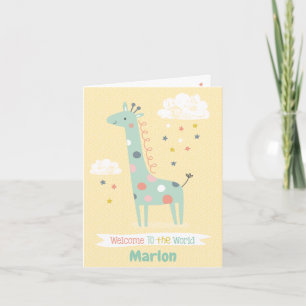 Carte Cute Giraffe Bienvenue dans le monde