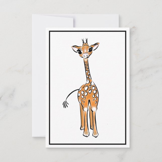 Carte Cute Giraffe drawing, safari animals (Devant)