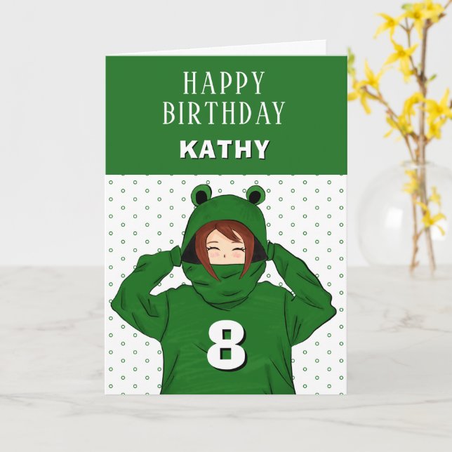 Carte Cute Girl Green Frog Sweat - shirt à capuche Dessi (Fleur jaune)
