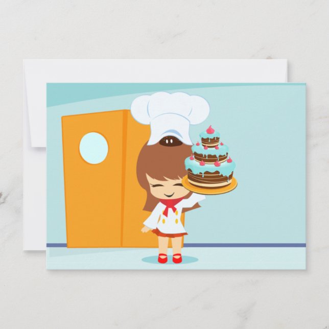 Carte Cute Girl tenant Chocolate Anniversaire Gâteau (Devant)
