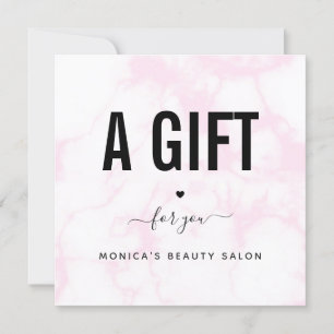 Carte Cute Girly Pink Pastel Marbre Salon de Beauté Logo