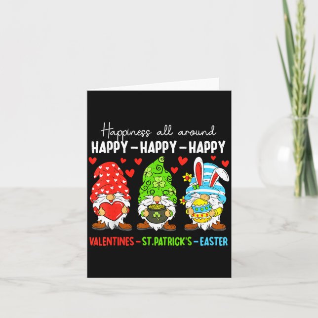 Carte Cute Gnome Happy Valentines St Patricks Easter Hol (Devant)