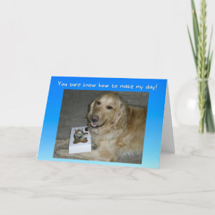 Carte Cute Golden Retriever avec Merci de traitements 