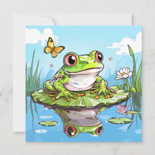 Carte Cute grenouille sur un Lily Pad Cute