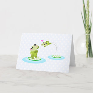 Carte Cute grenouilles - kawaii dessin de maman et bébé 