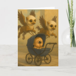 Carte Cute Griffins & Baby Cyclops Mythologie Imaginaire