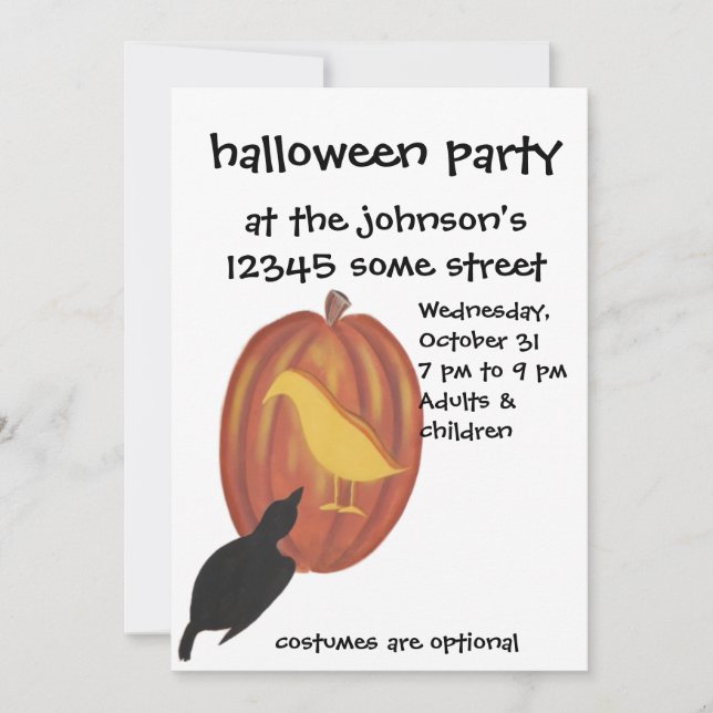 Carte Cute Halloween Jack O'Lantern et Crow (Devant)