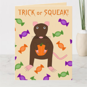 Carte Cute Halloween Rat et Citrouille Custom